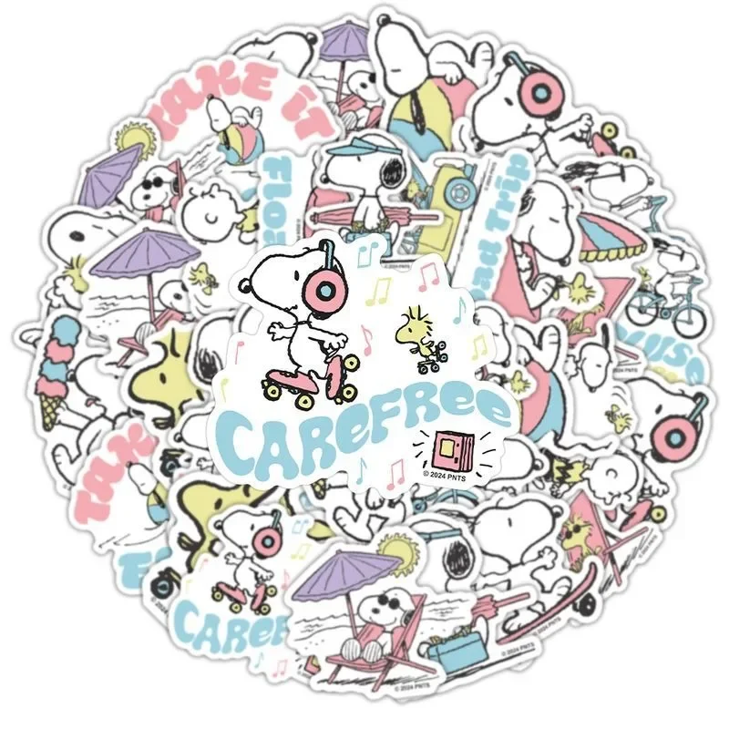 50 Pegatinas Originales de Snoopy para Maletas, Cuadernos, Cascos, Botellas de Agua, Mesas, Decoración Creativa, Impermeables