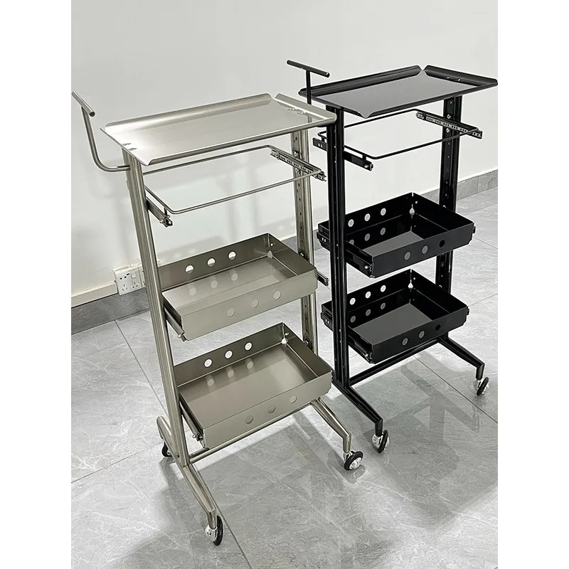 Barber Shop Tool Cabinet Stainless Steel Barber Shop Tool Cabinet Hair Salon Special Cart Multifunctional Shelf Hair Cutting Cab