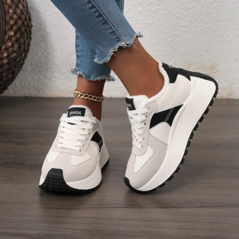 2025 جديد ربيع الخريف المألوف والأكثر مبيعا تنوعا المرأة عادية مريحة الارتفاع زيادة الأحذية الرياضية الدافئة #5