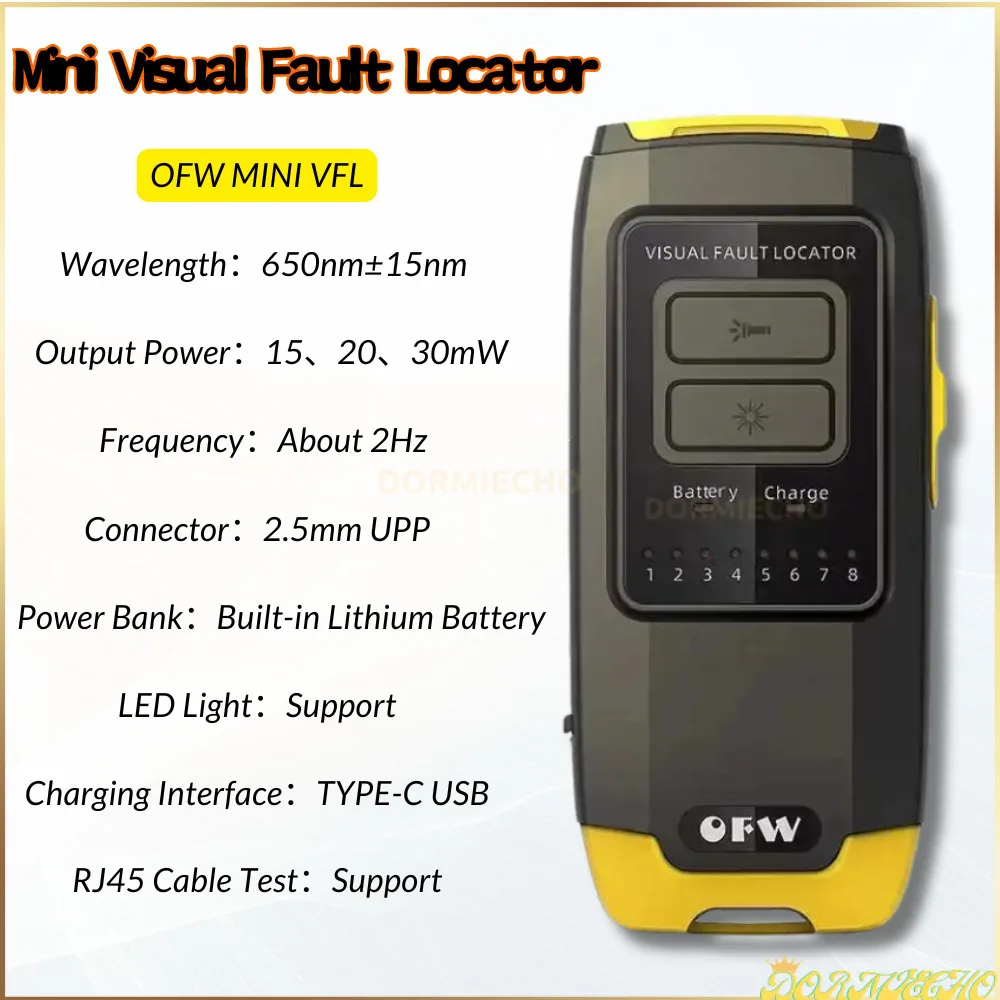 

Mini Visual Fault Locator OFW Optic Fiber Tester SC/FC/ST Connector RJ45 Cable Test Optical Red Laser 15-30MW VFL