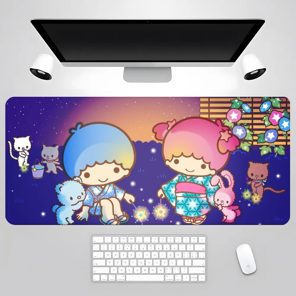 Little Twin Stars Mouse Pad Gamer Pc Gaming Accessories Rubber Mat XXL Deskmat Mats Keyboard Cabinet Mause Laptops