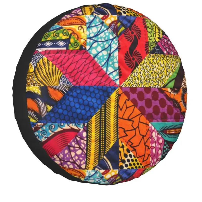 Colorful African Ankara Prints Tire Cover 4WD 4x4 SUV Africa Tribal Spare Wheel Protector for Jeep Wrangler 14