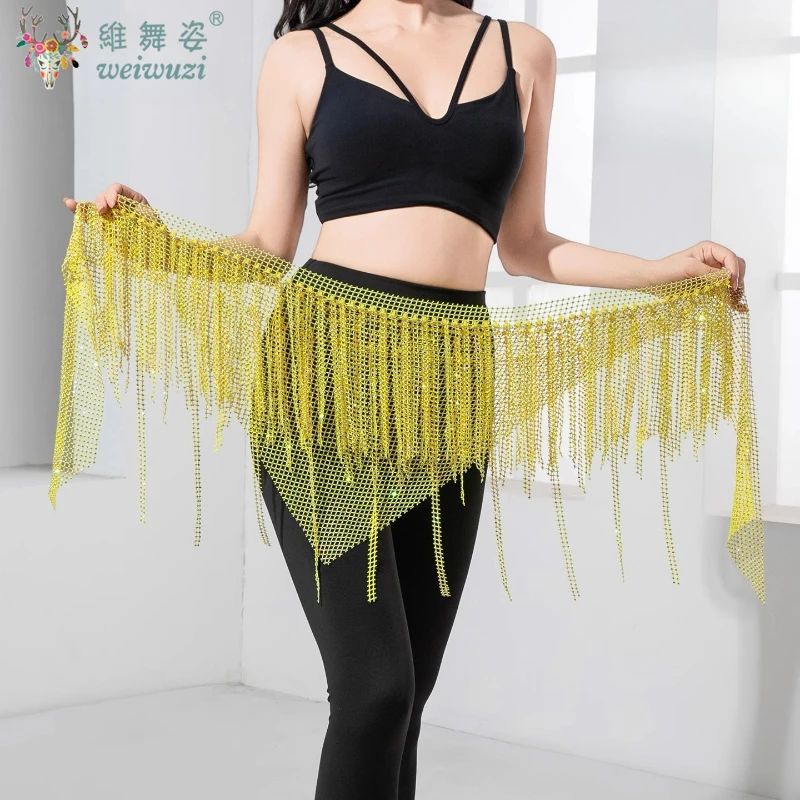 

Belly Dance Practice Belt for Women's Shinning Rhinestone Triangular Tassel Hip Scarf for Girls Oriental Dance Accessories Belts