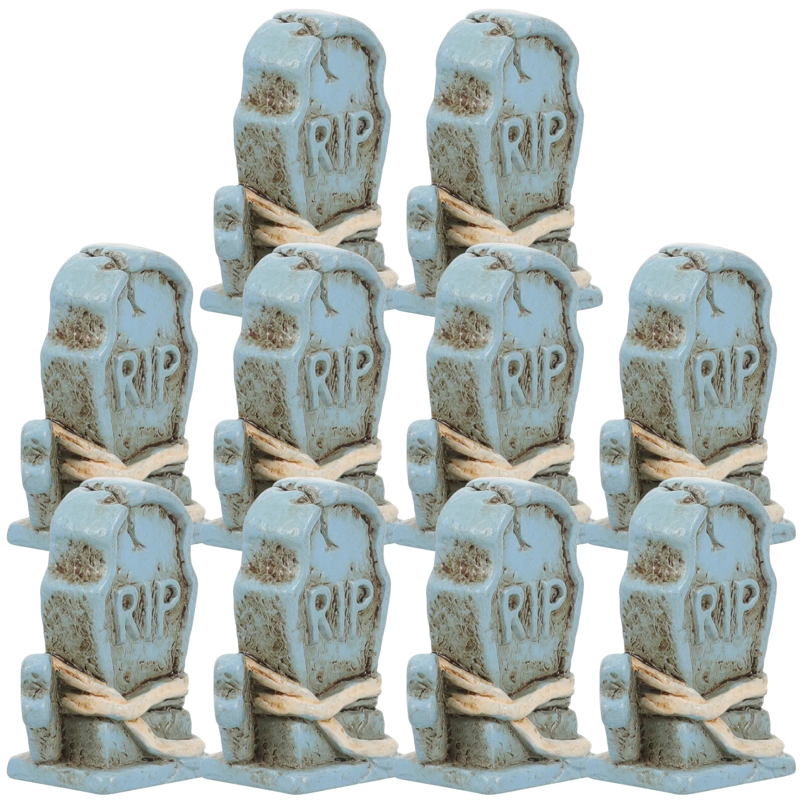 10 Pcs Halloween Tombstone Mini Garden Statue Resin Cemetery Decor Outdoor Accessories Headstones Props Shape Adornment