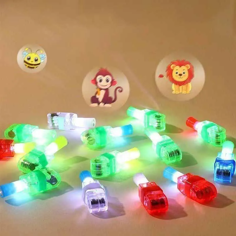 5 Stuks Cartoon Schattige Projectie Led Vinger Licht Speelgoed Multi-Patroon Lichtgevende Ring Vinger Licht Licht Speelgoed Verjaardag Decoraties