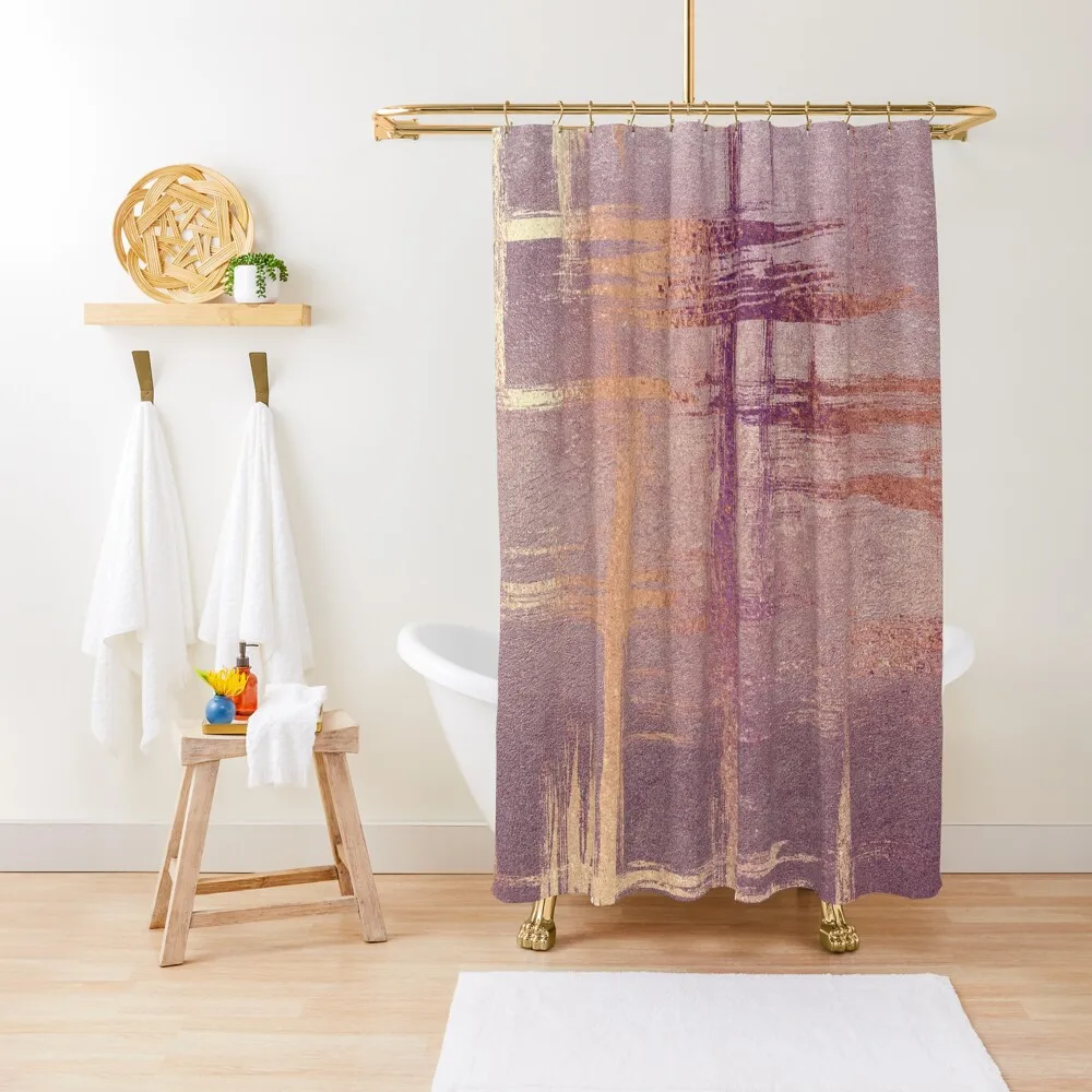 

Stylish Metal and Concrete Faux Marble Shower Curtain Washable Waterproof Fabric Shower Set For Bathroom Curtain