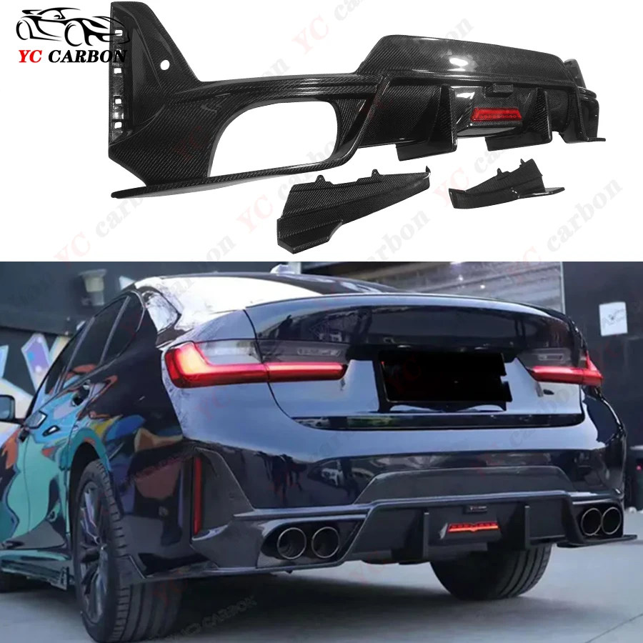 For BMW 3 Series G20 G28 325i 330i Sport 2023+  Carbon Fiber Rear Lip Diffuser Back Bumper Spoiler Separator Body Kit