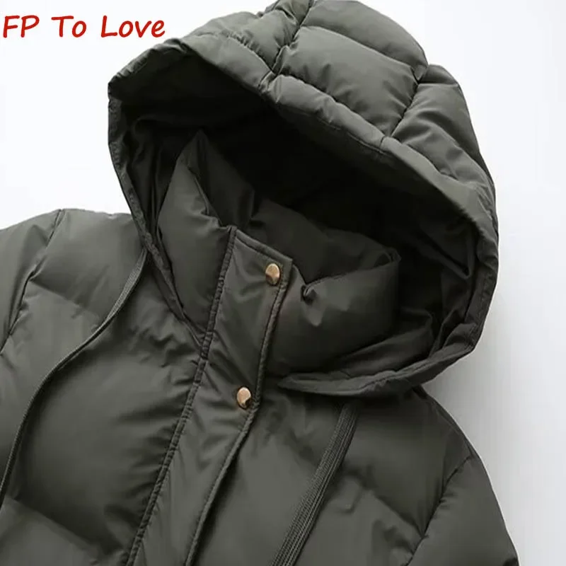 Zip Jacket Long Cotton Clothes Hooded Section Warm Bread Clothes Winter Casual Cotton Jacket 3046206 706