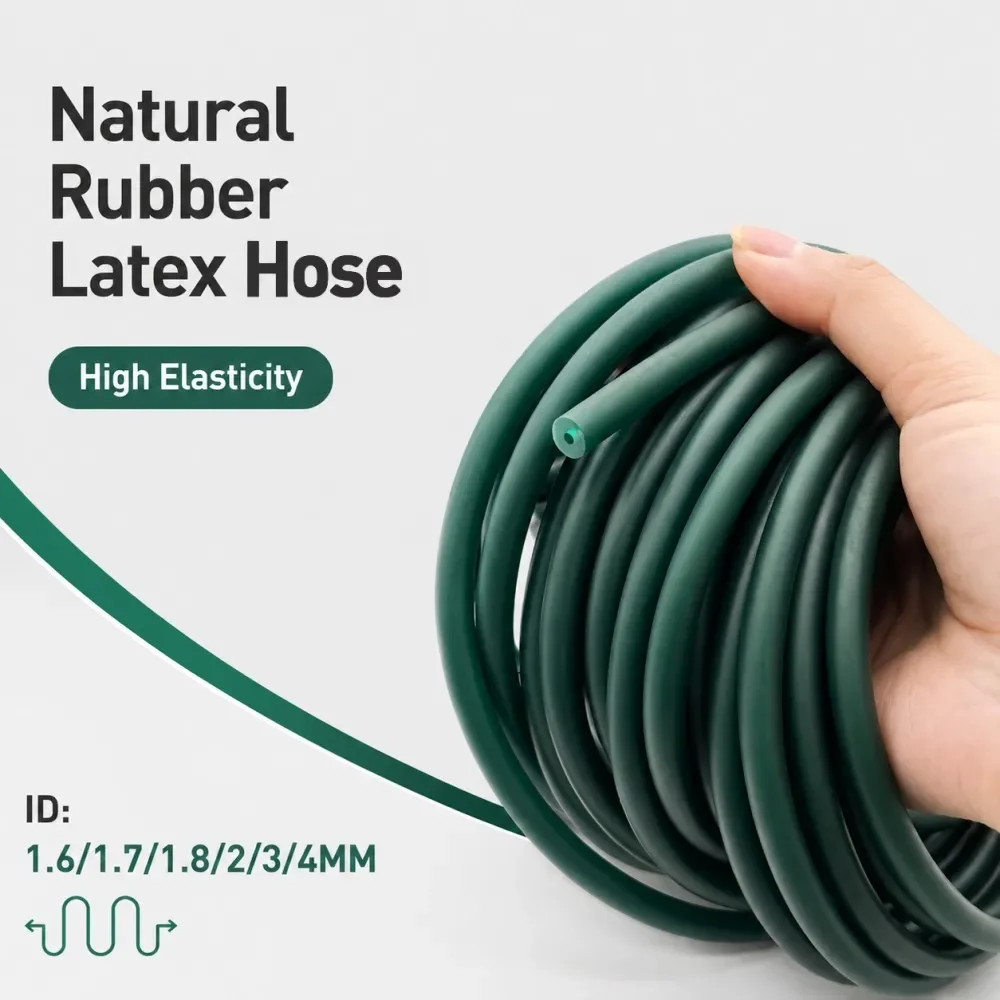 Natural Rubber Elastic Tube Dark Green ID1.6/1.7/1.8/2/3/4mm Stretch Rubber hose For Slingshot Training Fitness DIY Elastic Band