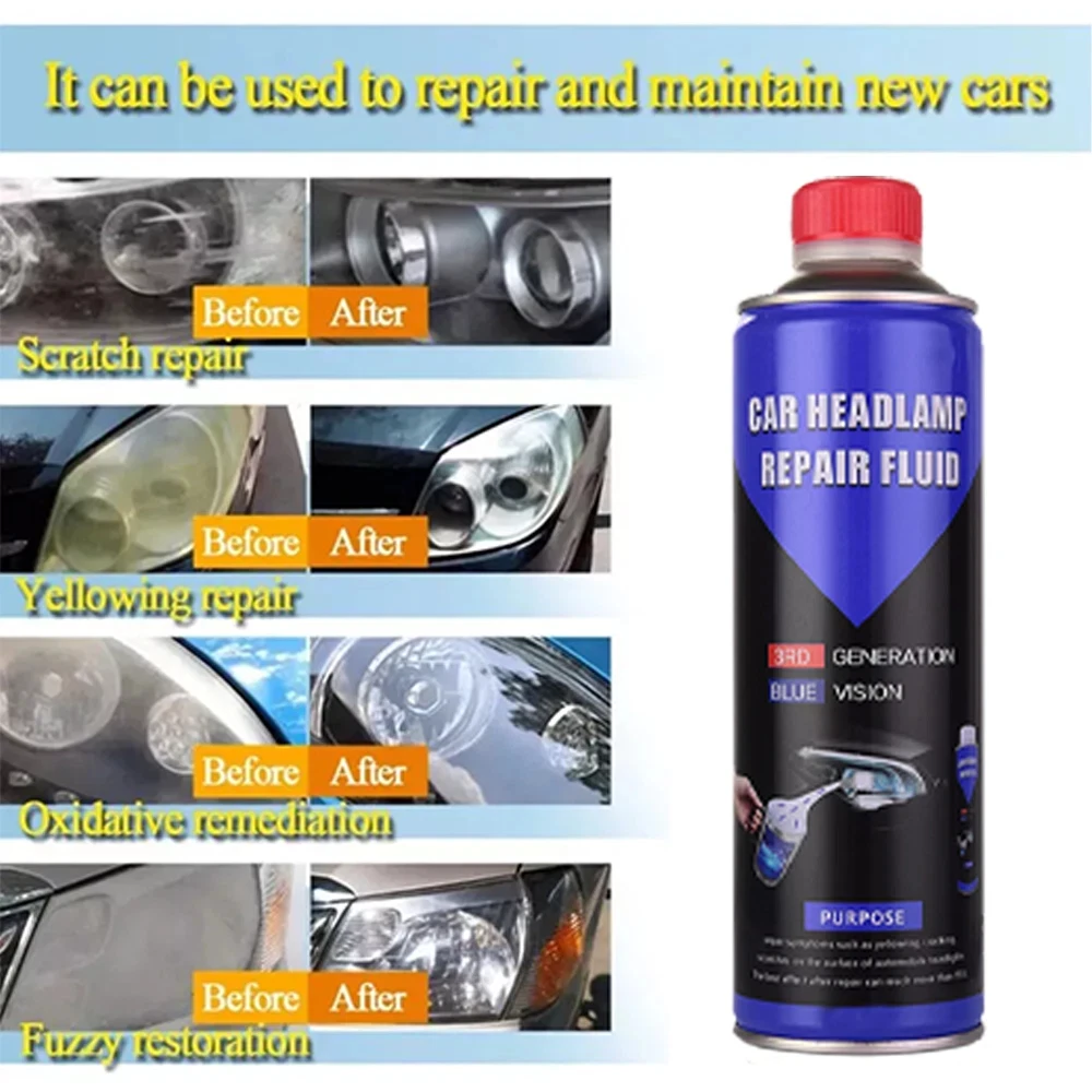 المصباح استعادة إصلاح تنظيف مصابيح السيارة 500 مللي السائل بوليمر المصباح الملمع الجدة سيارة المصابيح الأمامية استعادة عدة #2