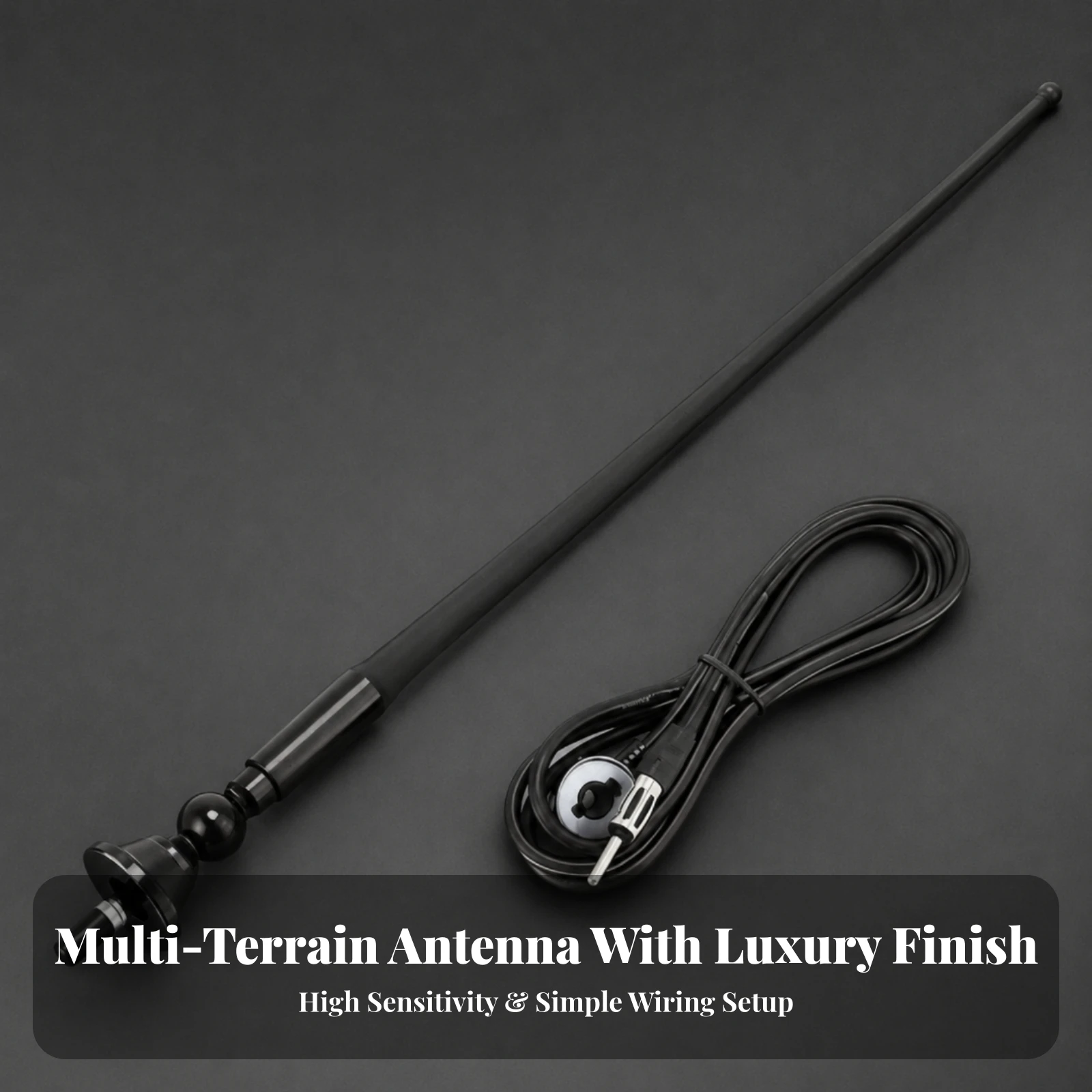 Whip Antenna with Cable Slim Marine Antenna with Base Omnidirectional Low Profile for Boats, RVs