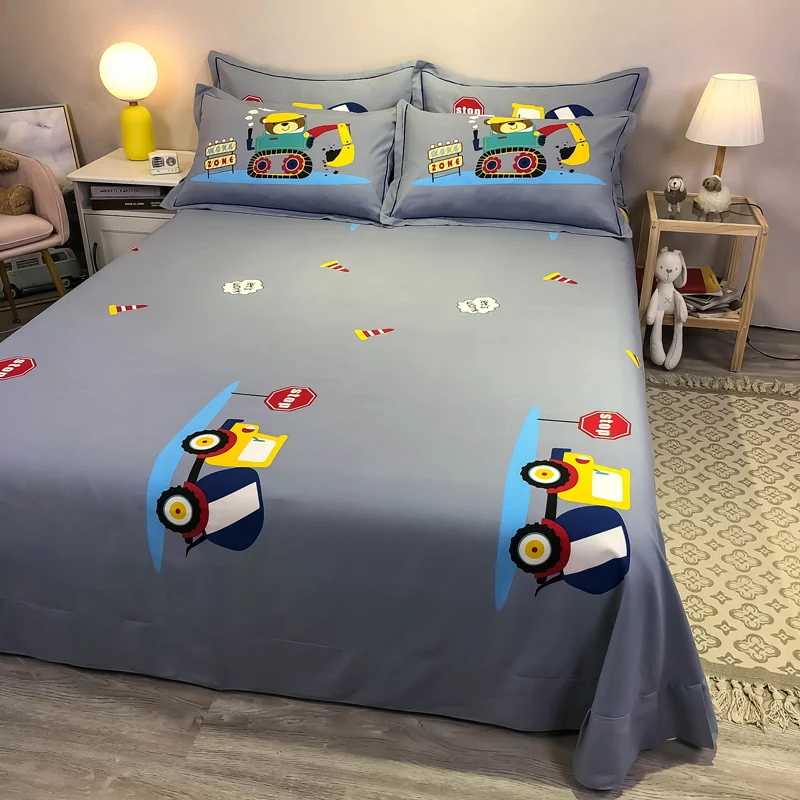 2023 New Children's Boys and Girls Cotton Cartoon Set Four piece set bedding sheets  Flat Bed Sheet  Spread