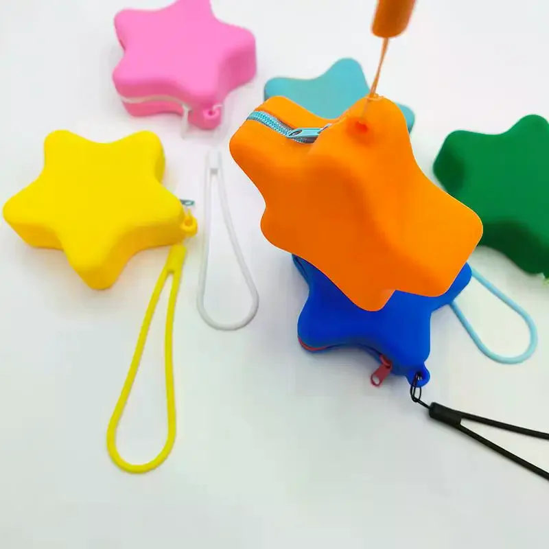 Creative Silicone Coin Purse Portable Zipper Cosmetic Bag Starfish Shape Earphone Bag Women Girls Multifunction Storage Bag