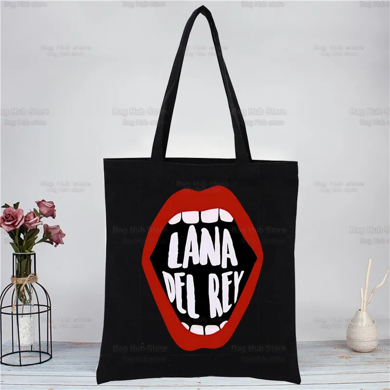 Lana Del Rey Ldr Y2K Canvas Shoulder Bag Fashion Tote Shoppers Bags Eco Organizer Large Handbags Folding Grocery Shopping Pack