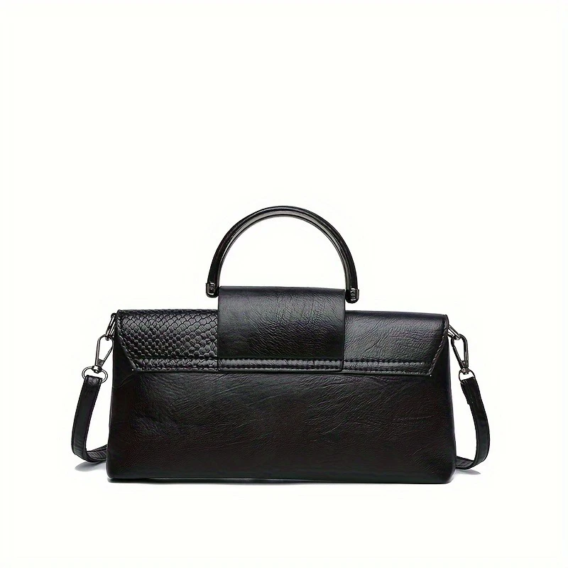 Damenhandtasche im Vintage-Stil mit Krokodildruck, stilvolle Umhängetasche mit abnehmbaren Trägern, leichtes Alltagsaccessoire – Detail 5