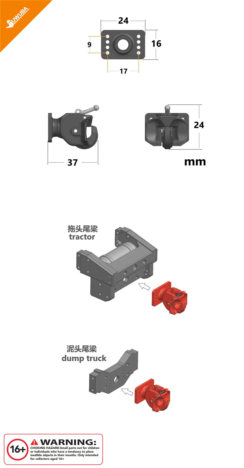 Trailer Hook Engineering Car Tail Hook Heavy Trailer Hook 1/14 For Tamiya  RC Trailer Tipper Car Diy Parts