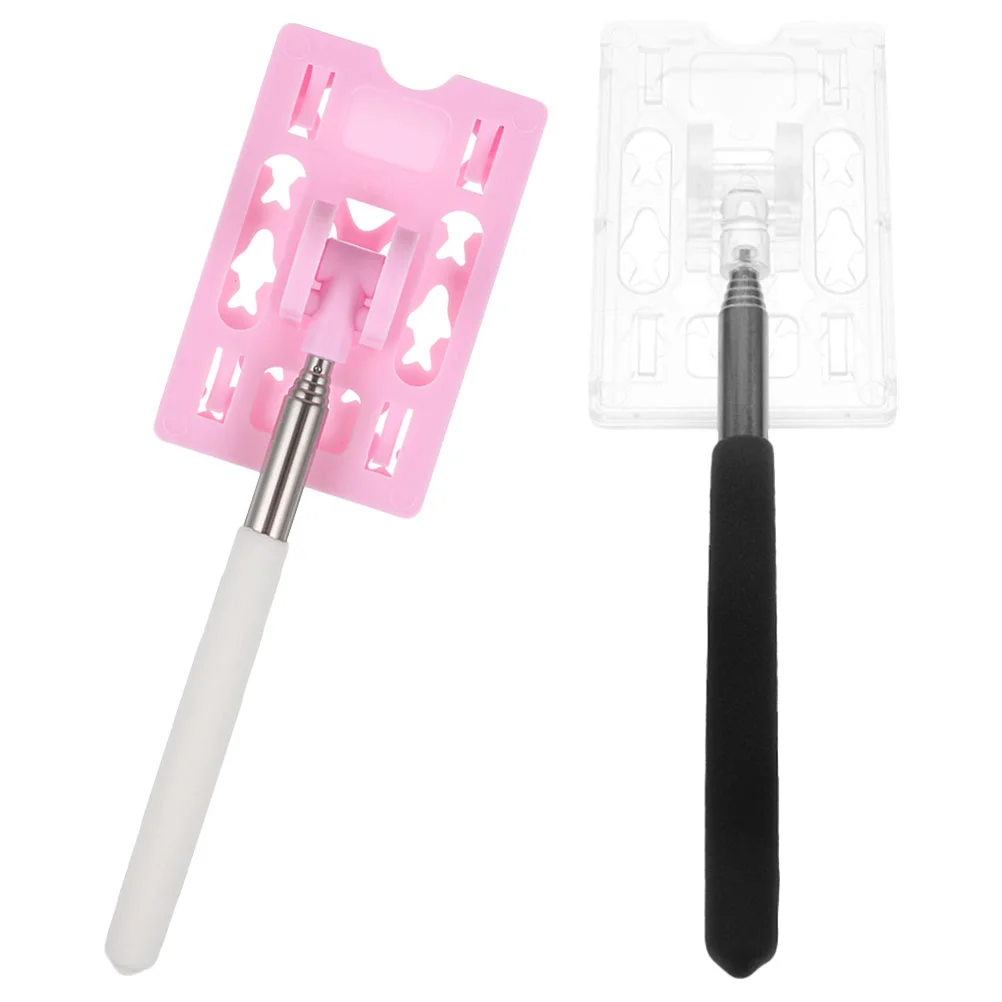 

2 Pcs Card Grabber Payment Sign Holder Parking Telescopic Check Rod (pink + Pure White)