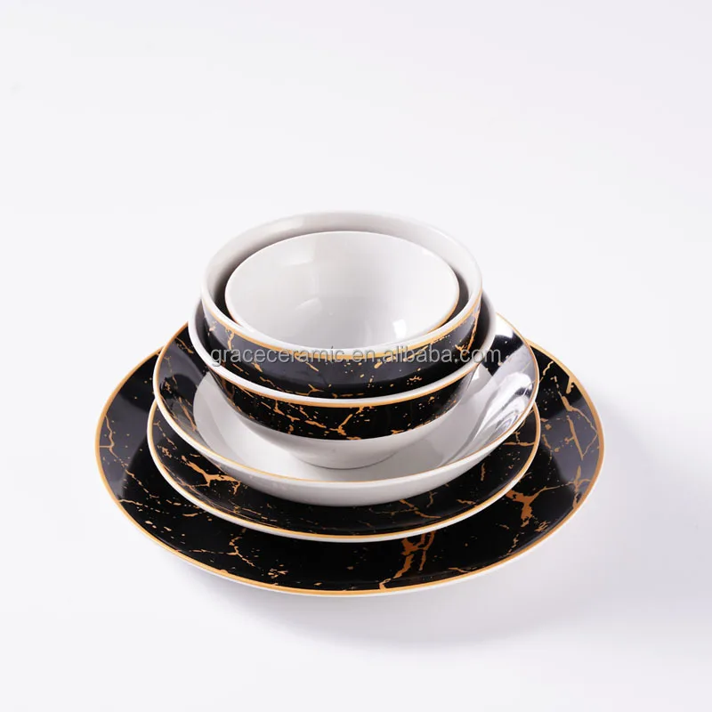 Luxury Fine China Porcelain 24 Pieces New Design Dinner Set Ceramic Tableware Set Custom Made Dinnerware Sets for 6 People