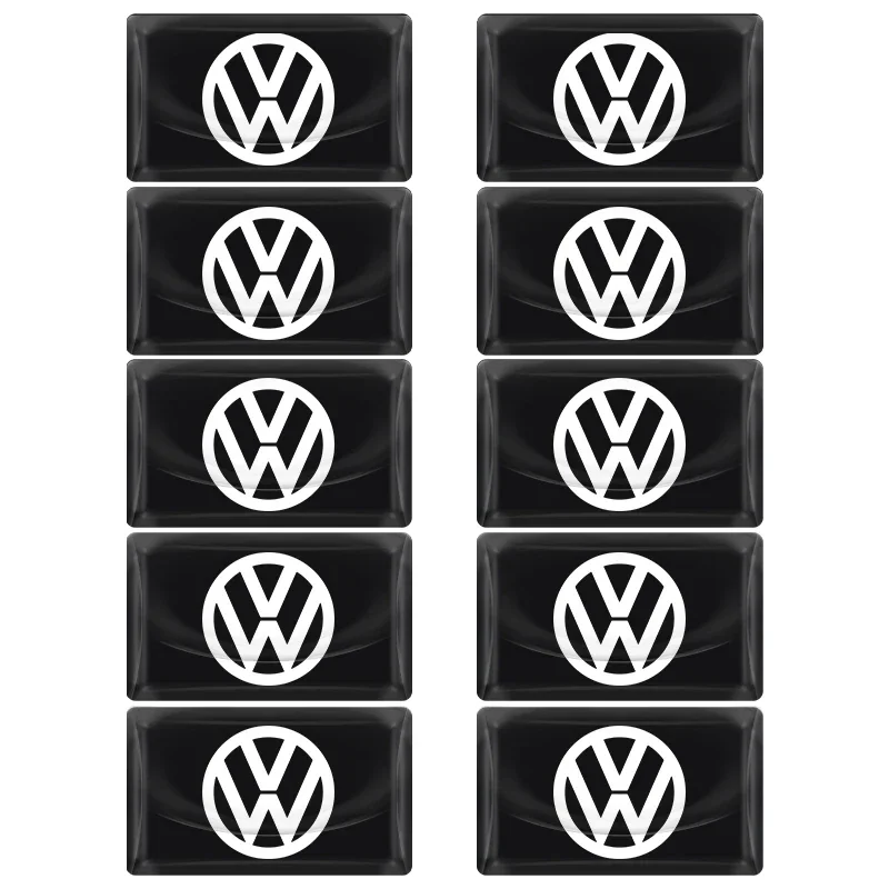 10Pcs Carbon Fiber Steering Wheel Car Logo Emblem 3D Stickers For Volkswagen Jetta MK5 MK6 Golf-4 5 6 7 3B7 POLO Car Accessories