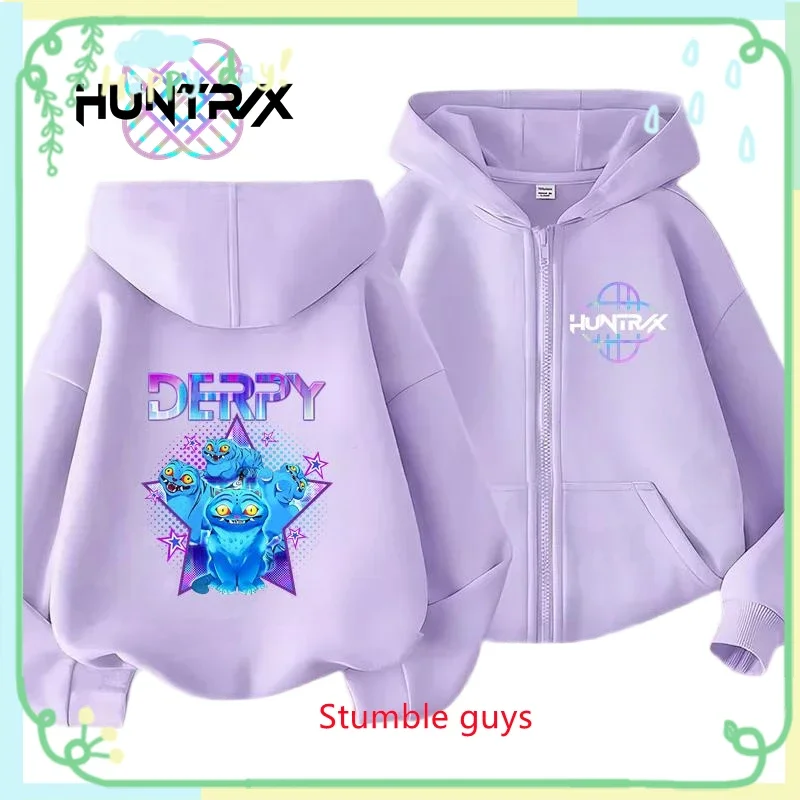 

Kids Purple Zip Hoodie Spring Autumn Kpop Demon Hunters Boys Girls Clothes Casual Sweatshirt