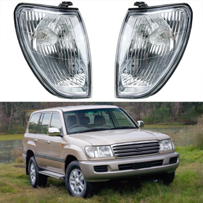 Pair Front Bumper Corner Brake Light Turn Signal Lamp Clear Lens Left & Right Fit Toyota Land Cruiser 1998-2005 2004 2003 2002