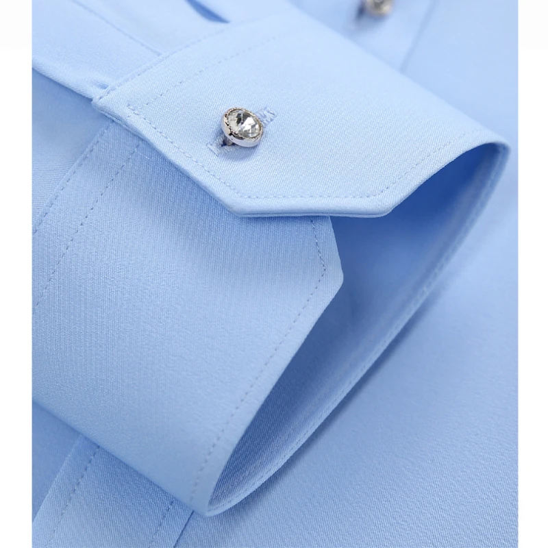 5XL Men Shirts Long Sleeve Groom's Best Suit Shirt Men's Korean Style Diamond Button Work Shirts Men Long Sleeve Business Casual