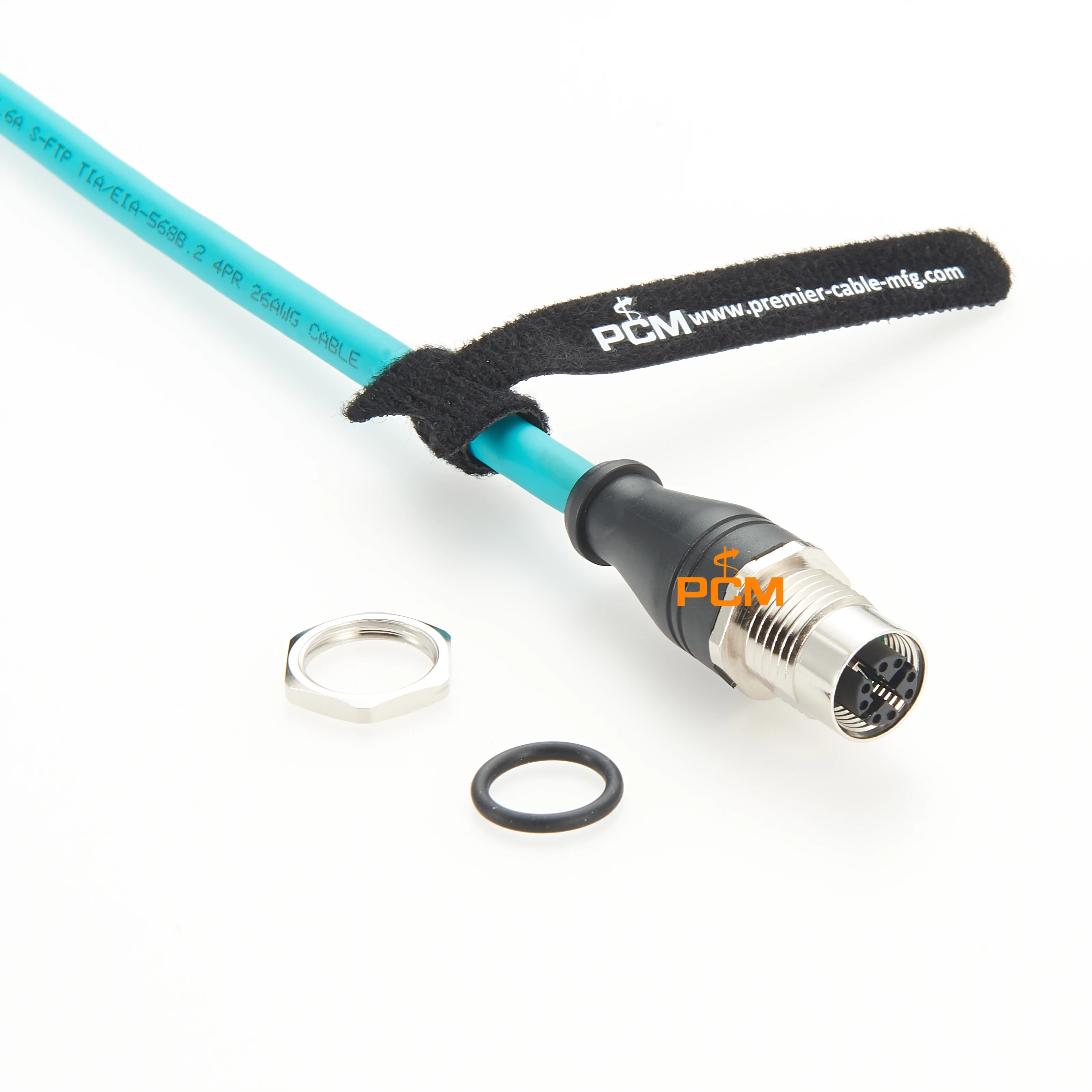 RJ45 to M12 X code female Connector Panel Mount Bulkhead High Flex STP Cable CAT6A GigE camera Compatible Lumberg 0985856104