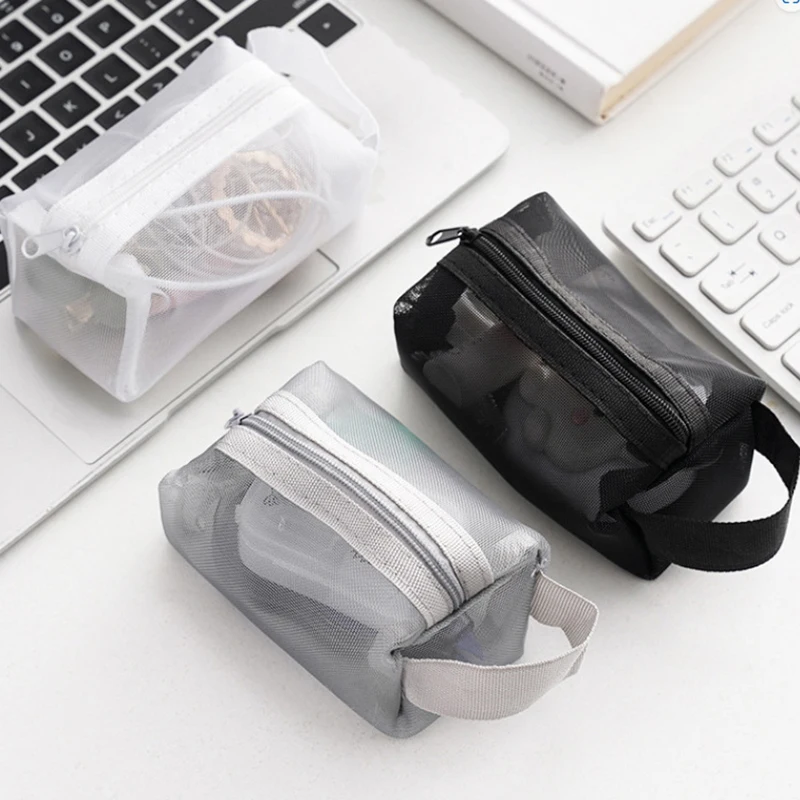 Z. 1PC Travel Mesh Cosmetic Bag Zipper Makeup Bag For Women Wash Toiletry Bag Makeup Organizer Portable Storage Pouch