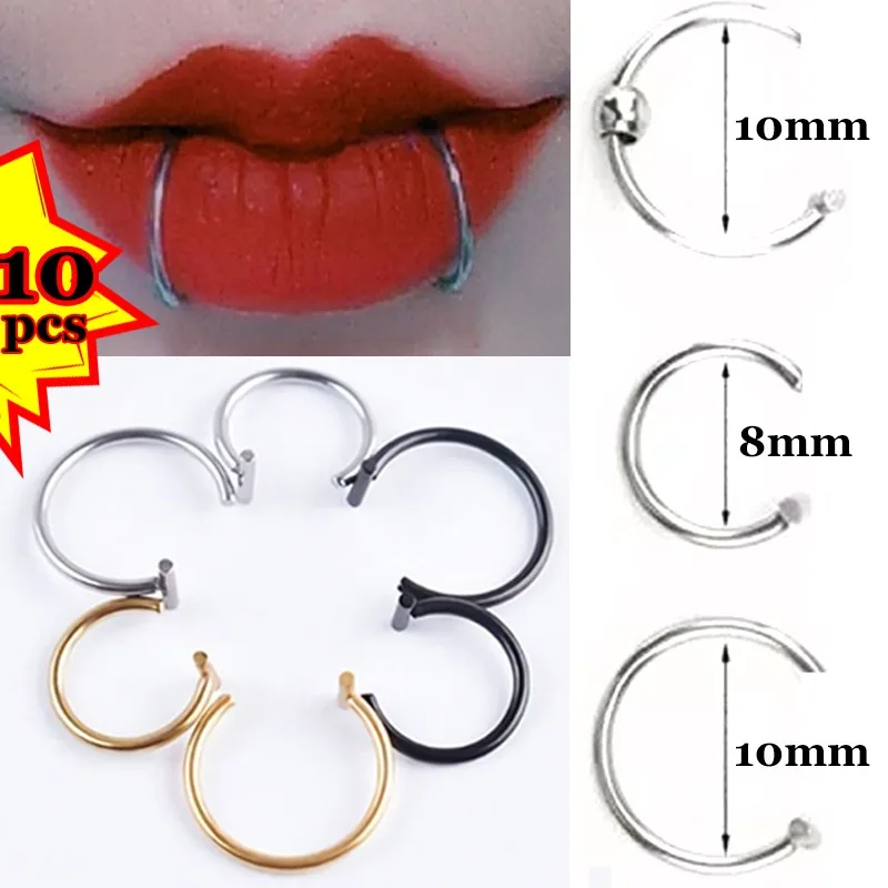 Stainless Steel Lip Ring Exoticism Nose Rings Classical Mouth Hoop Piercing Clamp Circular Perforated Earrings Body Jewellery