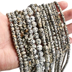 Natural Stone Dalmation Jasper Faceted Round Irregular Loose Spacer Beads For Jewelry DIY Bracelet Necklace Making Accessories