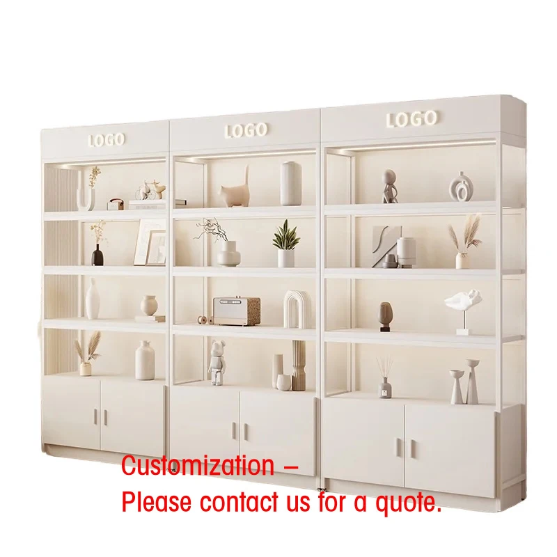 

custom.High-end Modern Wood Cosmetics Display Cabinet Commercial Display Rack Beauty Salon Makeup Skin Care