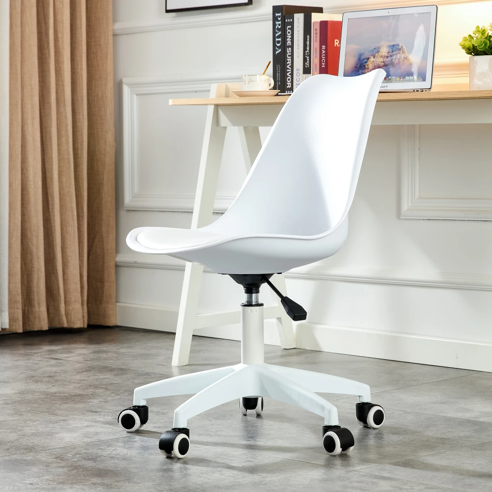 Modern Home Office Desk Chairs, Adjustable 360 °Swivel  Chair Engineering  Plastic Armless Swivel Computer  Chair With Wheels