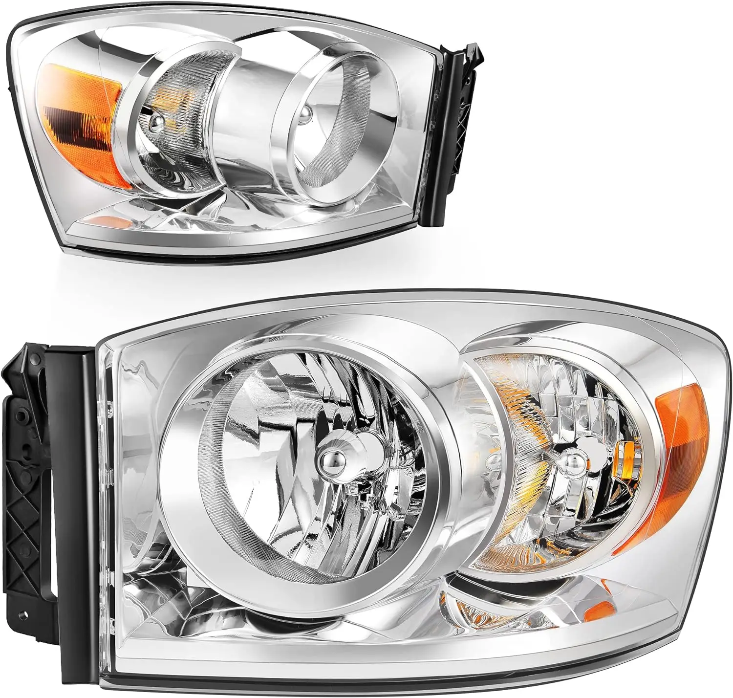 

Headlight Assembly Compatible with 2006-2008 Dodge Ram 1500/2006-2009 Dodge Ram 2500 3500 Replacement Headlamp Driving Light Chr