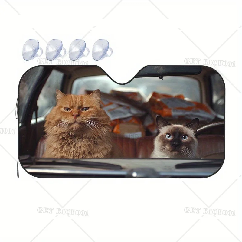 

Симпатичный оранжевый козырек от сиамского кота, автомобильный солнцезащитный козырек, защита от ультрафиолета, теплоизоляционный чехол на лобовое стекло, подходит для большинства автомобилей, стильный