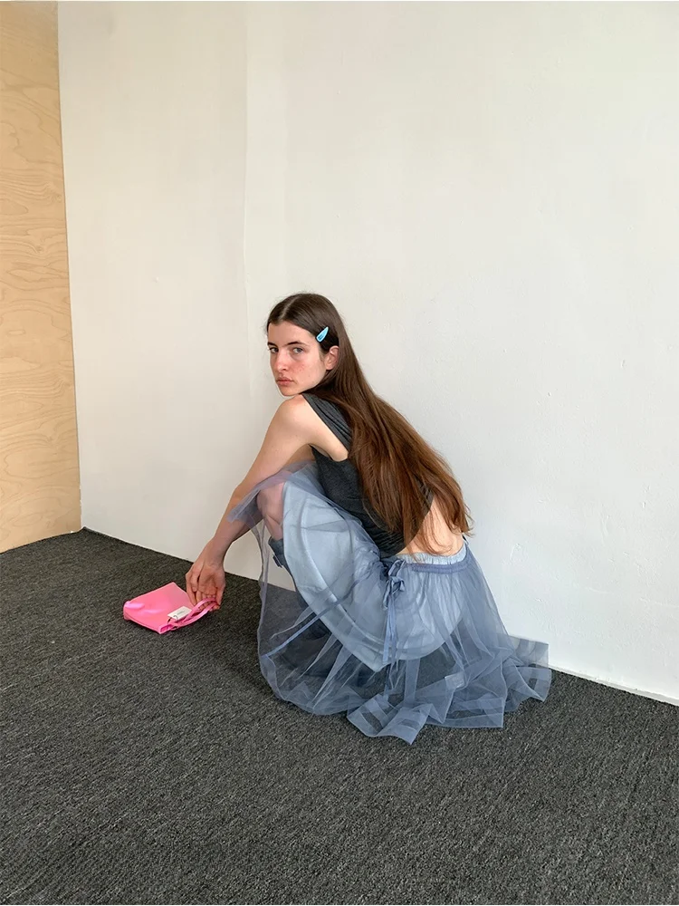 

Korean Sle Me Skirt Set Women's Summer New Wide Waist Layered Tu Dstring Two-Piece Set f Skirt Loose Fit ort Skirt