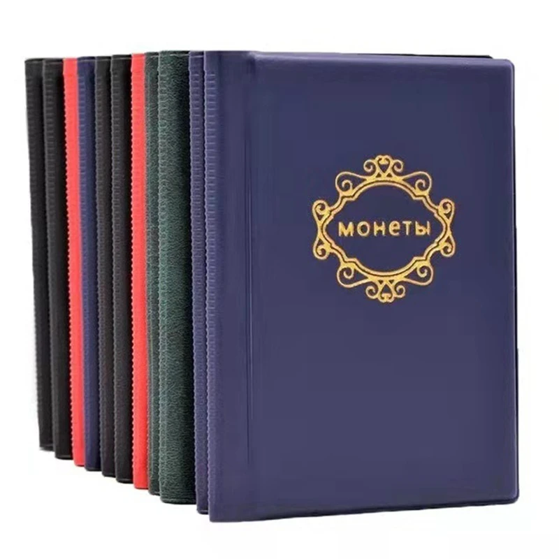 

1Pcs collection book 10 pages 120 pockets coin album PU Leather Coin album For Commemorative Coin medallions badges