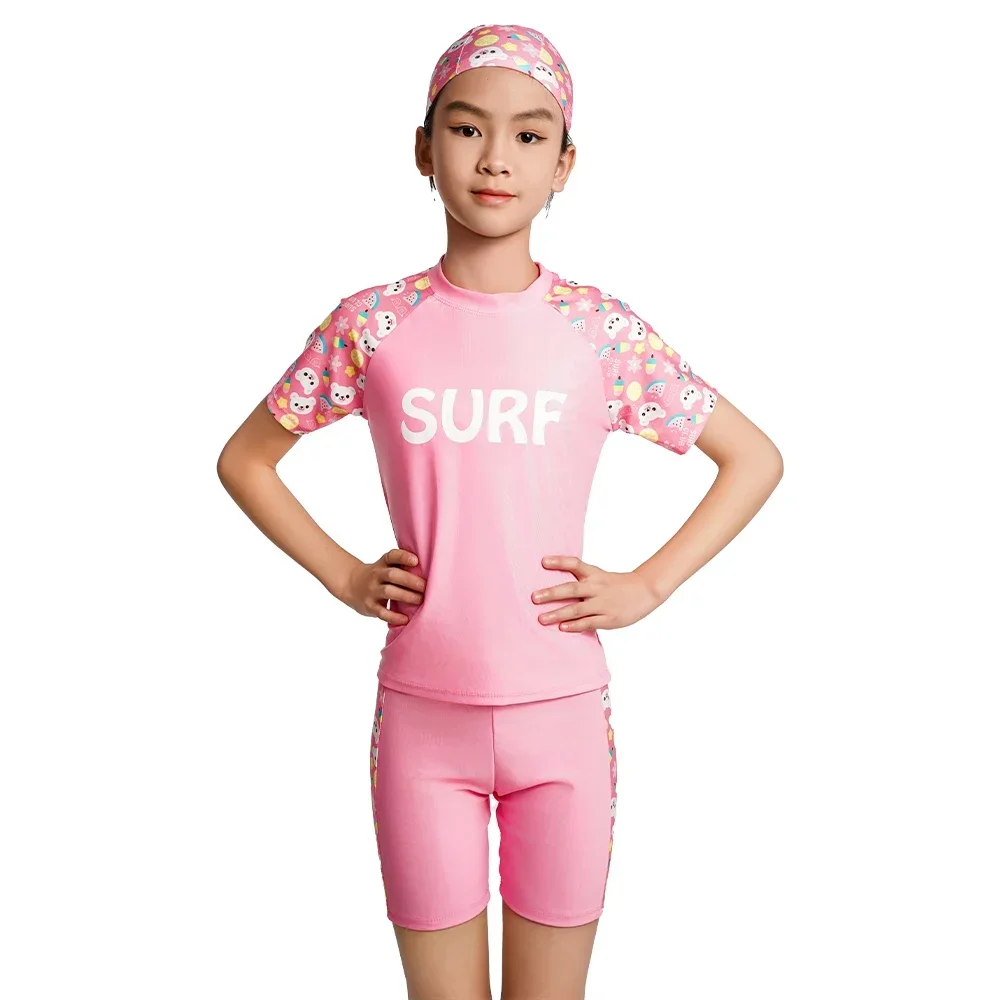 2024 Fashion Kids Girls Swimwear Children's Swimsuit Kids Split Design Suitable Swimming Clothes For Girl Beachwear with Hat