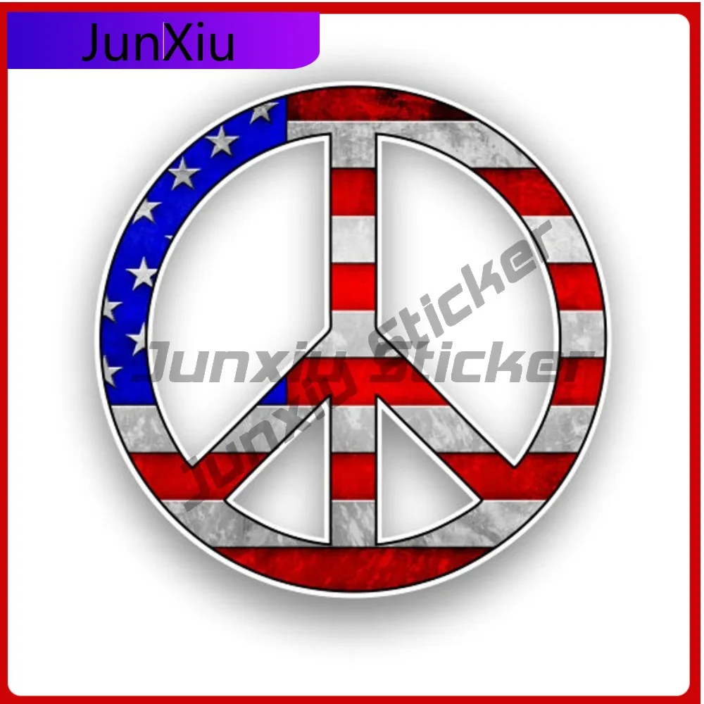 

Peace Sign American Flag Cover Scratches Sticker Exterior Accessories Car Bumper Motorcycle Bicycle Skateboard Laptop Luggage