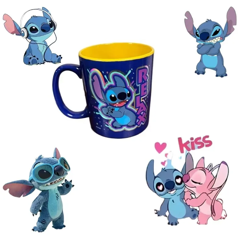 Disney Stitch Animatie Randapparatuur Creatieve persoonlijkheid Laserprint, hoogwaardige keramische mokken, vakantiecadeaus voor jongens en meisjes