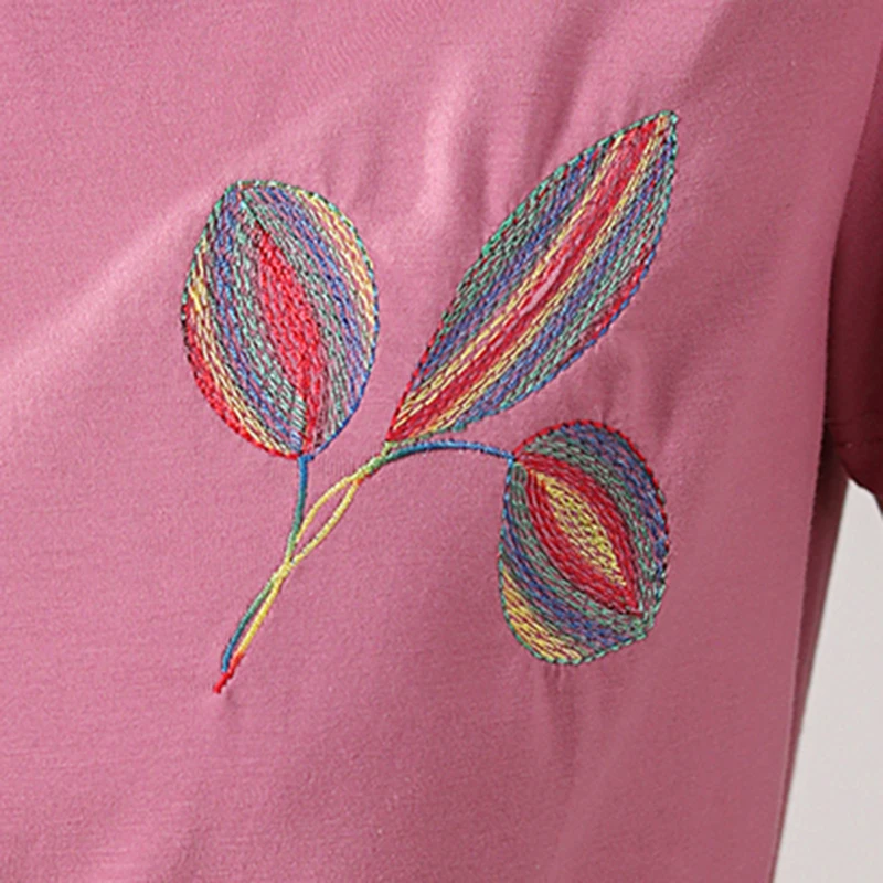 2023 Summer Casual Tshirts Embroidery Short Sleeve Tees Women Cotton T Shirt Women Button Loose Tops Ladies Korean Woman Clothes