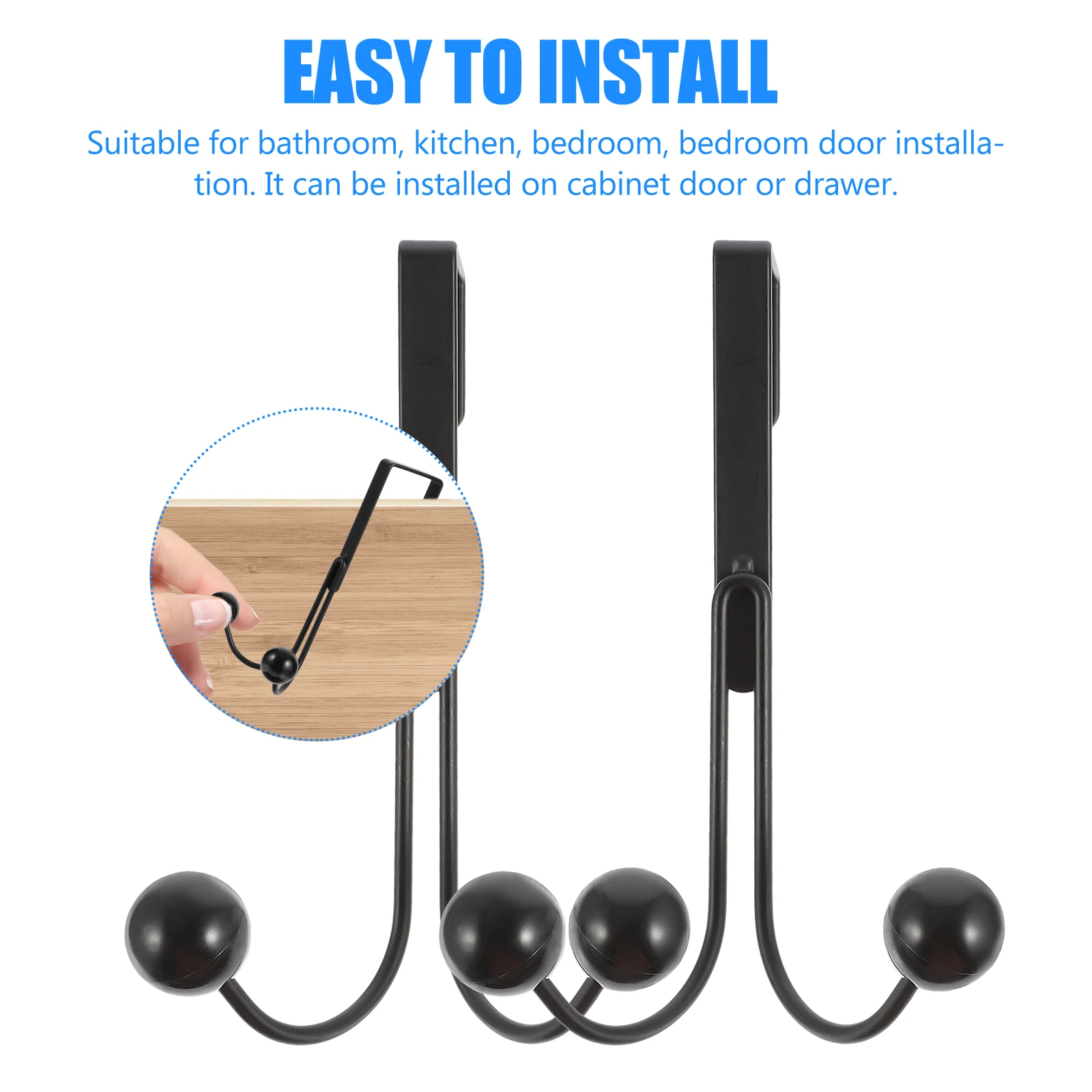 2 قطعة هوك الباب الخلفي الثقيلة لا لكمة المطلوبة فوق شماعات الباب للمعاطف القبعات المظلات غرفة نوم غرفة المعيشة المنظم