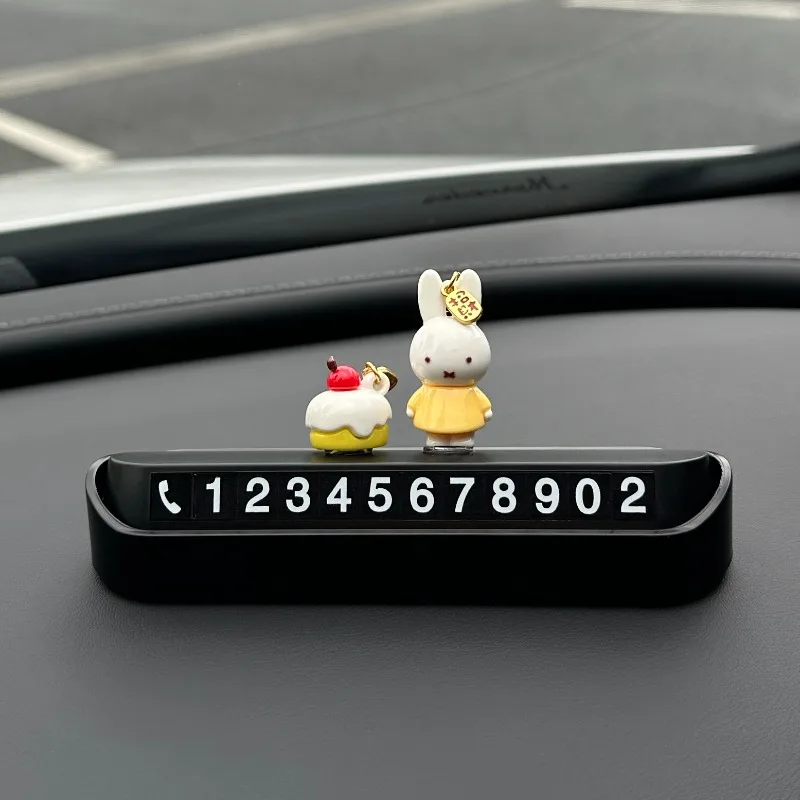 Anime Miffy Boris Car Temporary Parking Sign Phone Number Plate Moving Contact Ornament Dashboard Interior Decoration Creative - view 3