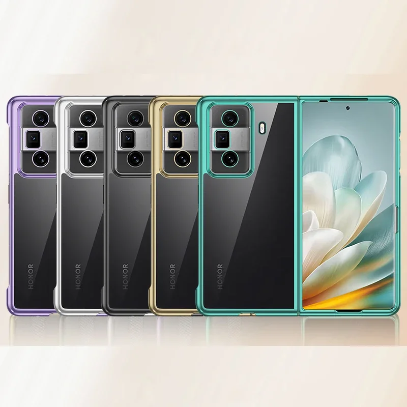 حافظة كمبيوتر صلبة شفافة عالية الدقة لهاتف Honor Magic VS3، حافظة كمبيوتر صلبة رفيعة للغاية مطلية بالكروم لهاتف Honor MagicVS3