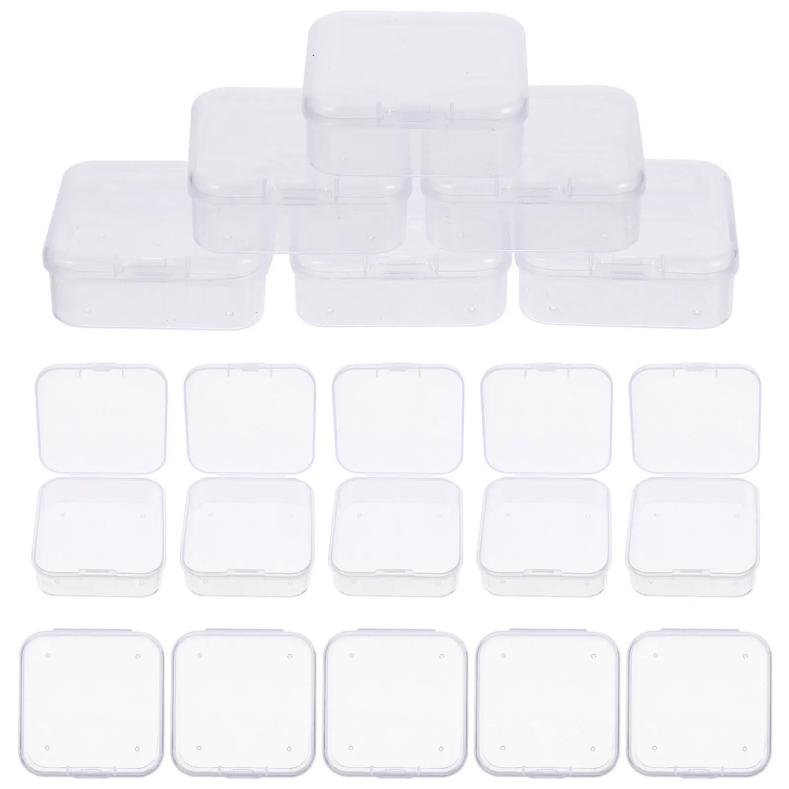30Pcs Jewelry Organizer Boxes Transparent Small Square Plastic Storage Boxes for Beads Crafts Earplugs Pills Small Organizer Box