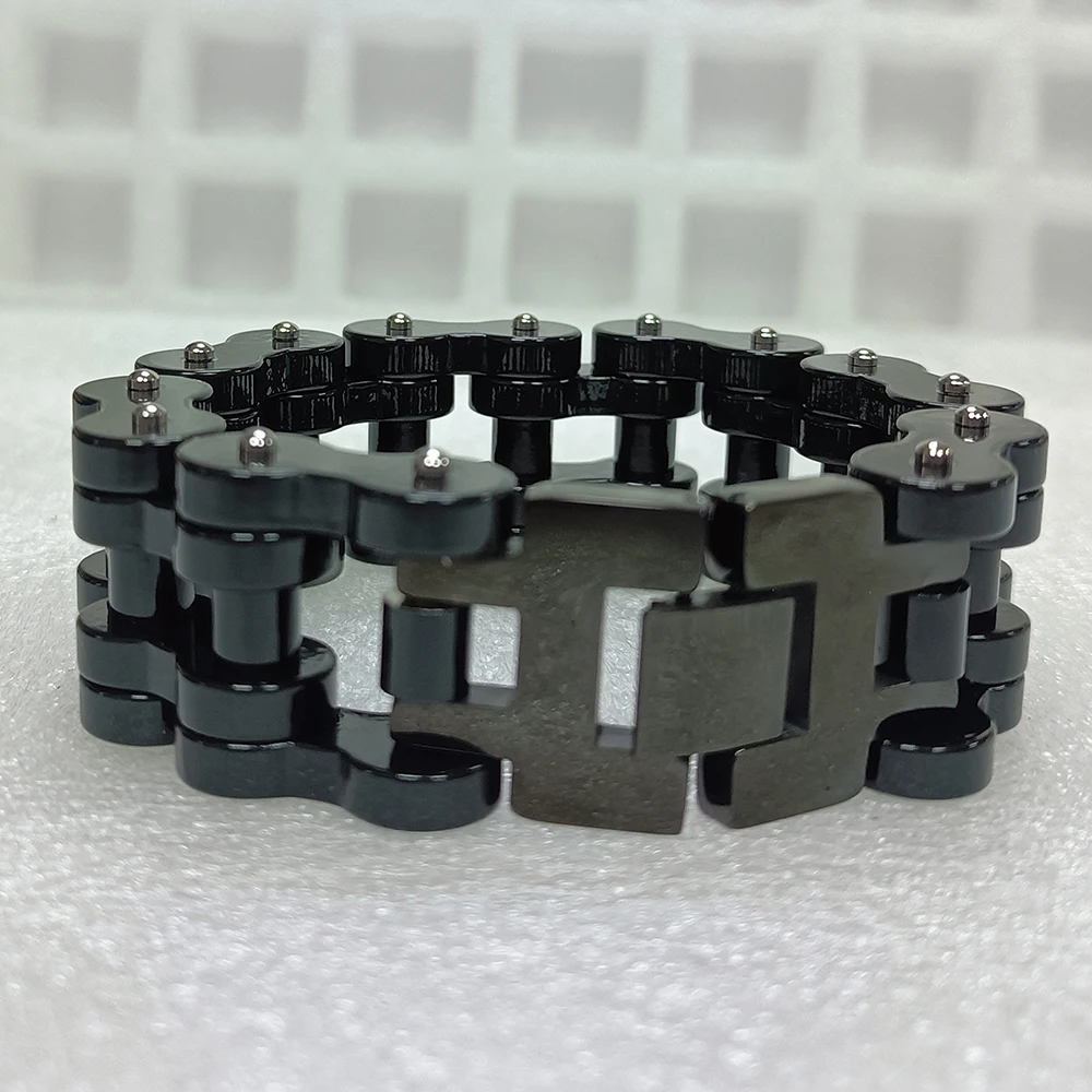 

Black Men Thick Bracelets, Motorcycle Biker Bicycle Chain Link Bracelets For Men/Women, Punk Stainless Steel Jewelry