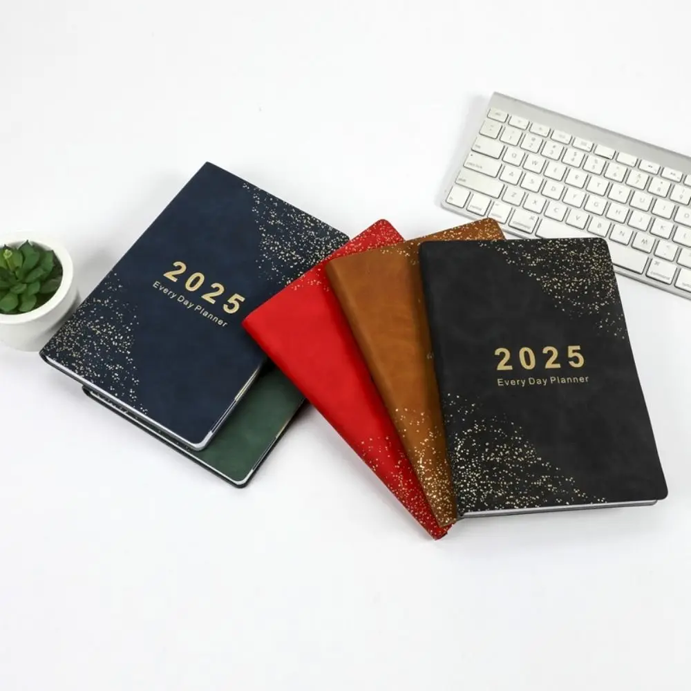 Yearly Schedule 2025 a5 Notebook Agenda 312 Pages 365 Days Efficiency Notebook Texture PU Leather Sturdy Office Work Planner