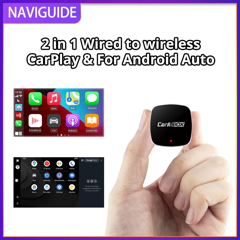 

2in1 Wireless CarPlay Dongle Wireless Android Auto Adapter AI Smart Box Car Intelligent Systems For Car With Wired CarPlay