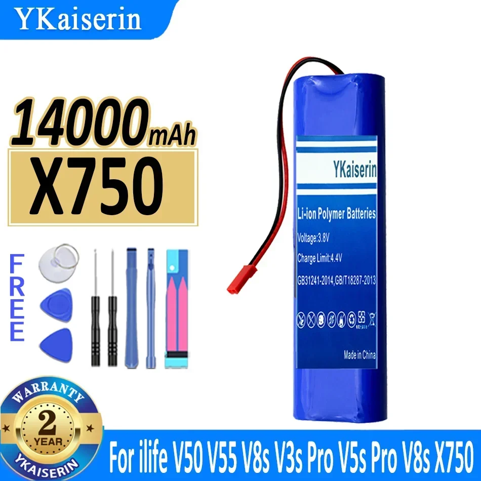 

YKaiserin 14000mAh Replacement Battery for ilife V50 V55 V8s V3s/V5s Pro V5sPro V3sPro V8s X750