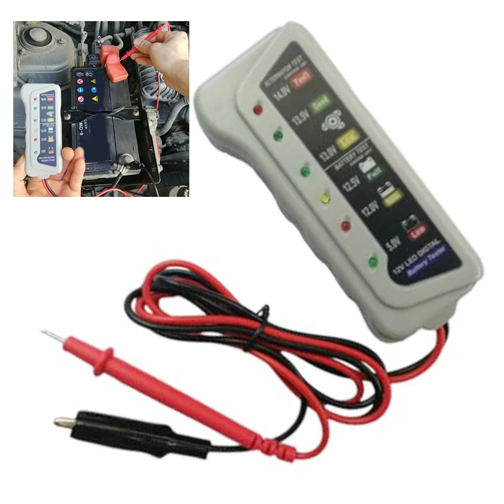 

Диагностический прибор для аккумуляторов 12В с цветным светодиодным дисплеем для измерения напряжения и оценки эффективности системы зарядки