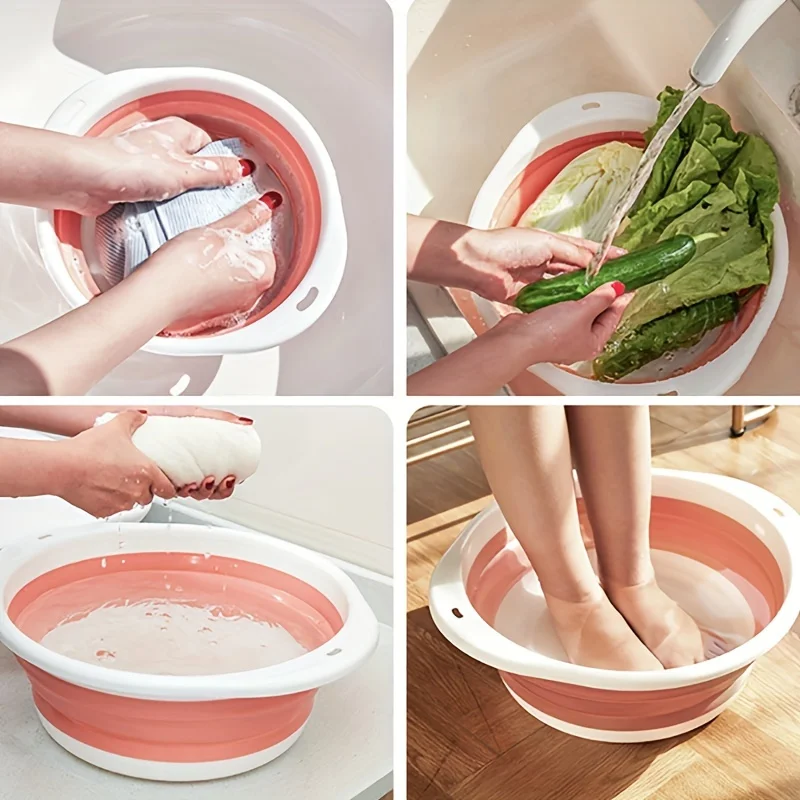Picture 4: 1PC Small Mini Thickened Foldable Basin, Household Foldable Round Face Washing and Vegetable Washing Basin